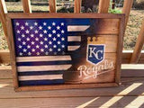 Kansas City Royals Wood Flag, Collectable, Wall Hanging, America, Rustic, Sports, Baseball. - Oberle's
