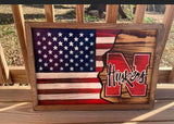 Huskers Wood Flag, Wooden, American - Oberle's