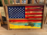 Combine, Farmers, American Custom Wood Flag, Military, Collectable, Wall Hanging, American History, Rustic, , Part of History - Oberle's