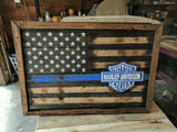 Blue Line "Motor-cy-cle" Wood Flag, Wooden, America - Oberle's