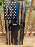 Blue Line Wood Flag, Military, Collectable, Wall Hanging, America, Police - Oberle's