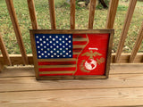 Marines Wood Flag, Military, Collectable, Wall Hanging, America, Rustic - Oberle's