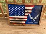 Airforce, Distressed, American , Wood Flag, Military, Collectable, Wall Hanging, America, Rustic, Automotive, Sports, Custom - Oberle's