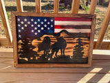 Deer, Hunting, First Amendment, Wildlife, Hunting American Wood Flag, God Bless America - Oberle's