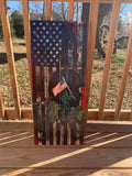 Army, Art,, Wood Flag, Military, Collectable, Wall Hanging, America, Fire Fighter, Essential Worker - Oberle's