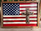 American Flag with Antlers Cross