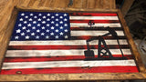Oil Derrick American Custom Wood Flag, Collectable, Wall Hanging, Rustic - Oberle's